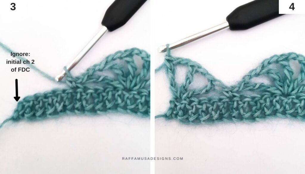Crochet Lace Shell Stitch Tutorial - 3-4 - Raffamusa Designs