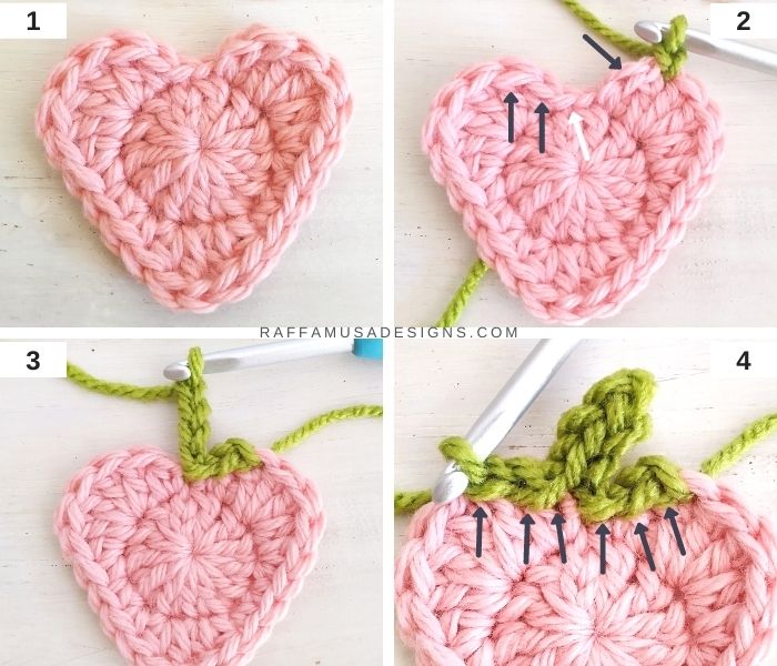 How to crochet a Strawberry Applique - Step-by-Step Tutorial - Raffamusa Designs
