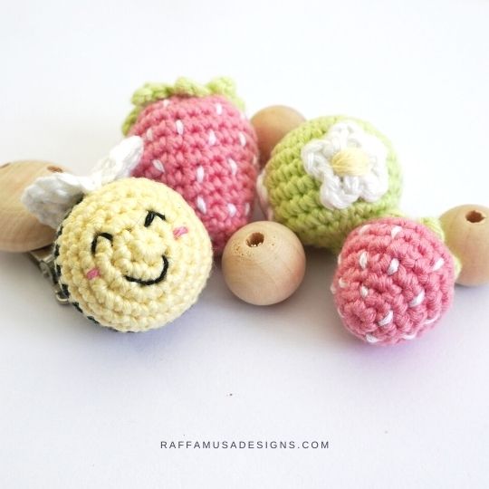 Beads and Materials for the Strawberry Pacifier Clip - Raffamusa Designs