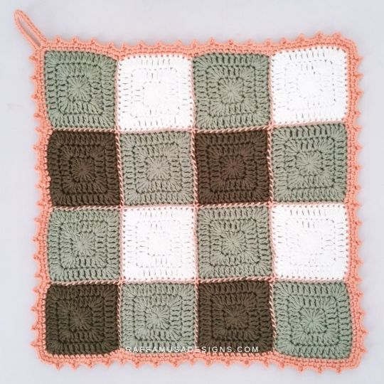 Teatime Dishcloth - Free Crochet Pattern - Raffamusa Designs