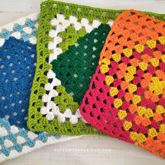 Crochet Tilted Diamond Granny Squares - Raffamusa Designs