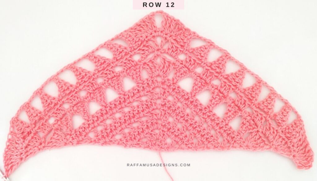Triangles and Cones Shawl - Row 12 - Raffamusa Designs