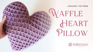 Crochet Waffle Heart Pillow - Free Pattern - Raffamusa Designs