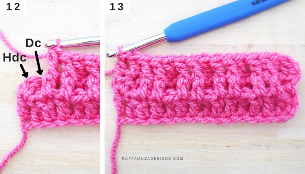 How to Crochet the Waffle Stitch - Step-by-Step Tutorial - 12-13 - Raffamusa Designs