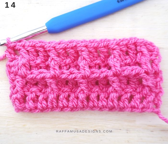 How to Crochet the Waffle Stitch - Step-by-Step Tutorial - 14 - Raffamusa Designs