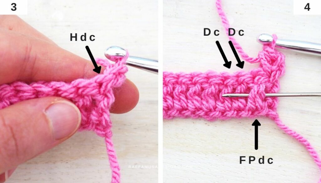 How to Crochet the Waffle Stitch - Step-by-Step Tutorial - 3-4 - Raffamusa Designs