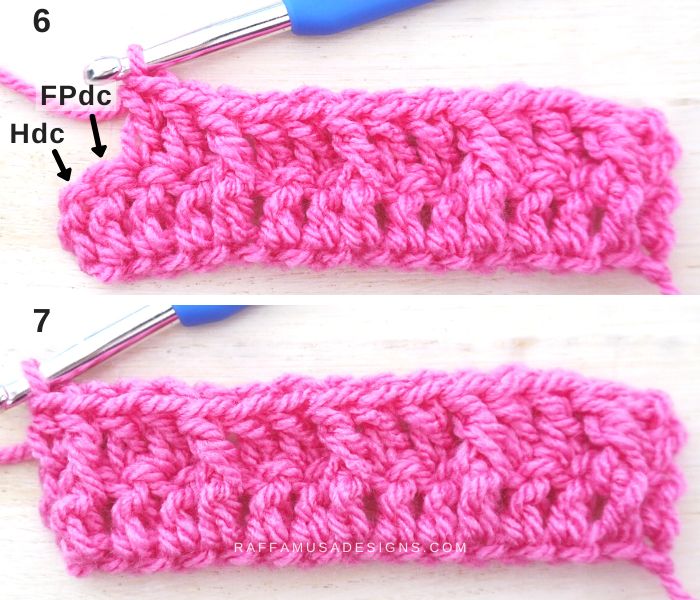 How to Crochet the Waffle Stitch - Step-by-Step Tutorial - 6-7 - Raffamusa Designs