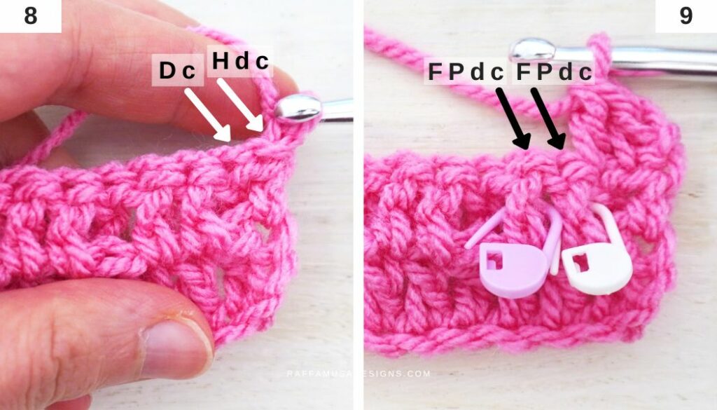 How to Crochet the Waffle Stitch - Step-by-Step Tutorial - 8-9 - Raffamusa Designs
