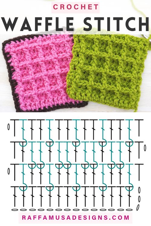 How to Crochet the Waffle Stitch - Video and Photo Tutorial + Pattern Chart - Raffamusa Designs