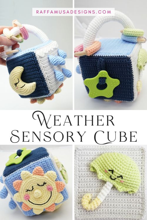 Weather Baby Cube Sensory Toy - Free Crochet Pattern - Raffamusa Designs