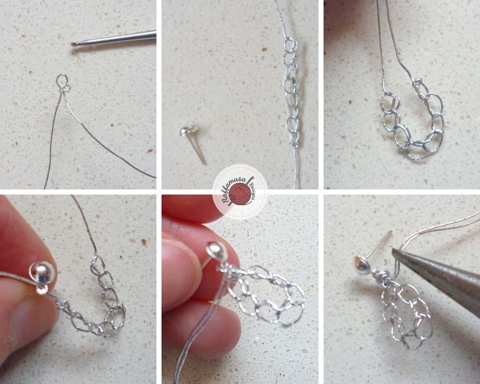 Wire Backbone of the Crochet Flower Pendant Earrings