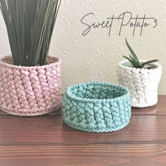 Crochet Woven Basket by Sweet Potato 3