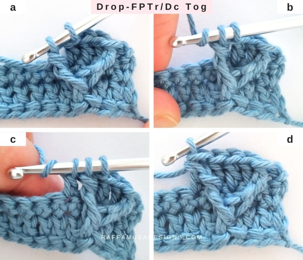 How to crochet a Drop-FPTr/Dc Tog