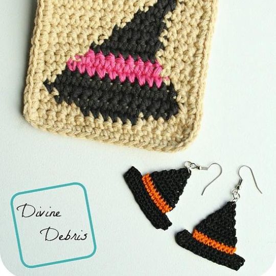 Divine Debris - Witch Hat Earrings and Coaster Set