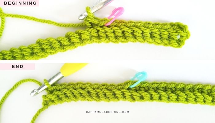 Mark the inner slip stitches on each row using a stitch marker