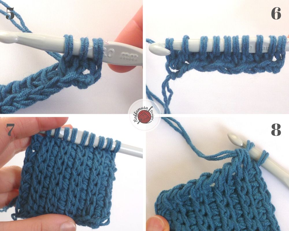 Easy Tunisian Crochet Cottage Potholder, First Strip