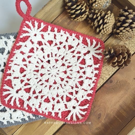 Crochet Double-layered Lace Potholder - Raffamusa Designs