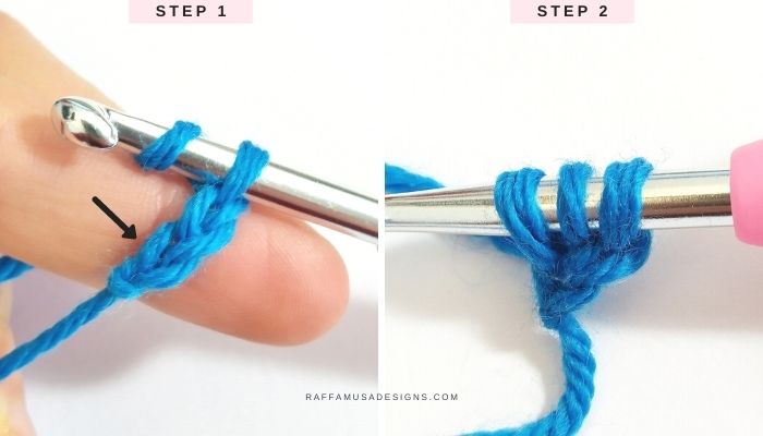 How to Foundation Half Double Crochet - Steps 1 and 2 - Raffamusa Designs