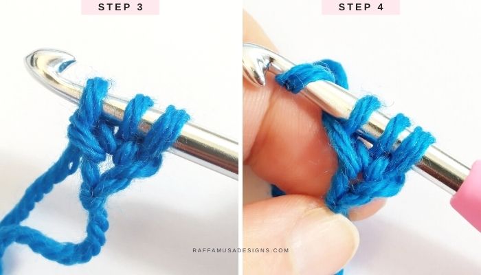 How to Foundation Half Double Crochet - Steps 3 and 4 - Raffamusa Designs