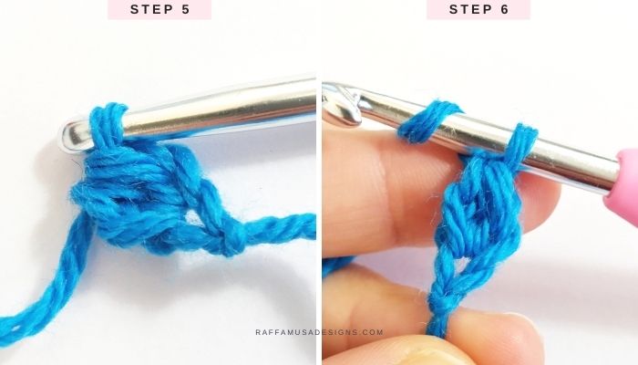 How to Foundation Half Double Crochet - Steps 5 and 6 - Raffamusa Designs