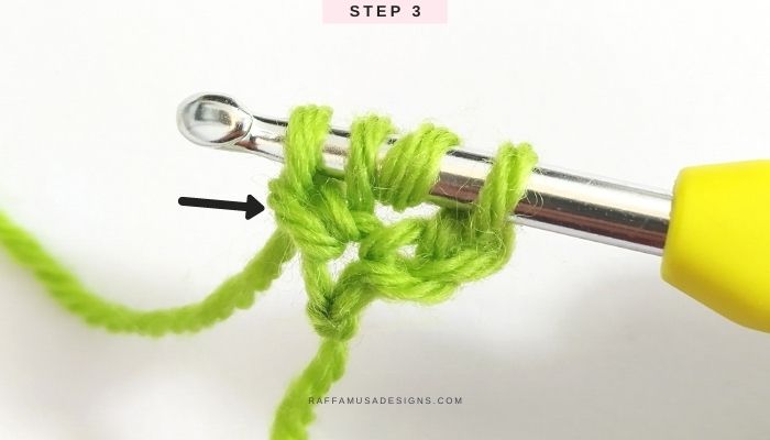 Foundation Treble Crochet - Step-by-Step Tutorial - Step 3 - Raffamusa Designs