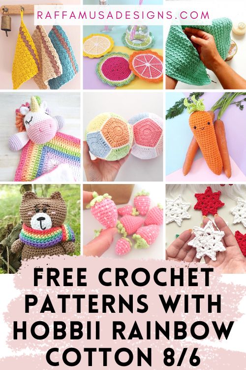 Free Crochet Patterns with Hobbii Rainbow Cotton 8/6 Yarn - Raffamusa Designs