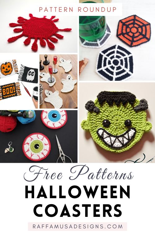 Free Crochet Halloween Coaster Patterns - Raffamusa Designs
