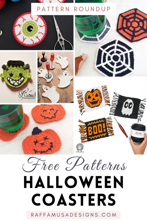 Free crochet Halloween coasters - Raffamusa Designs
