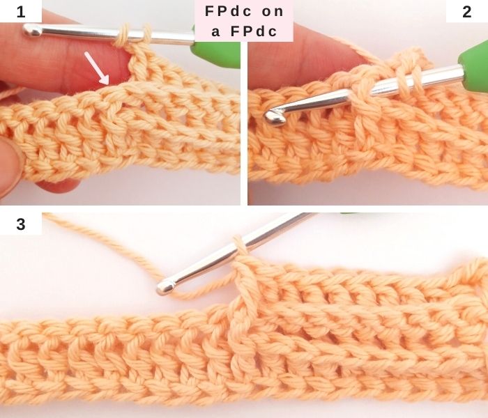 How to Crochet a front post dc stitch over a FPdc stitch - Raffamusa Designs