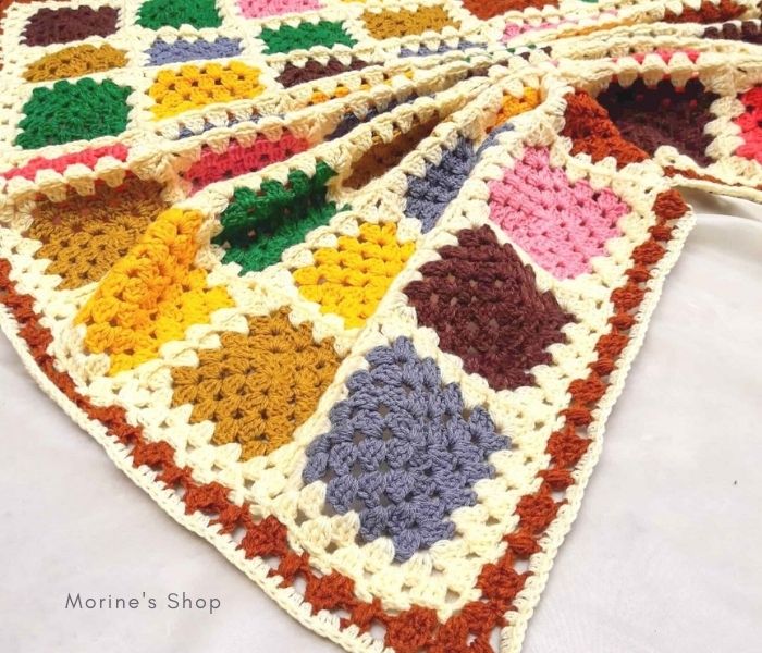 Gratitude Granny Square Blanket by Morine's Shop