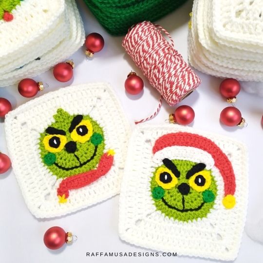 Grinch Granny Square - Christmas Crochet Pattern