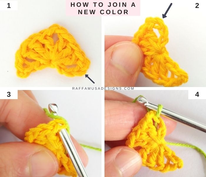 How to join a new color in crochet - Raffamusa Designs