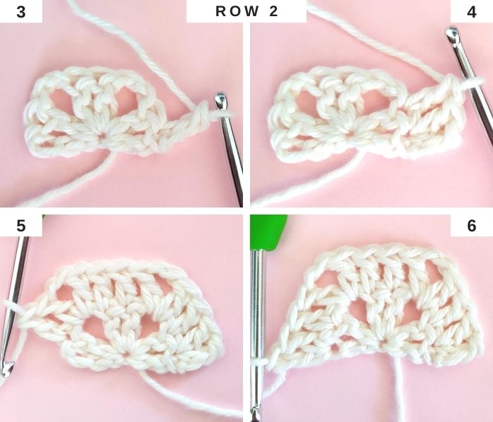 How to Crochet a Half Hexagon - Flat Side - Row 2 - Raffamusa Designs