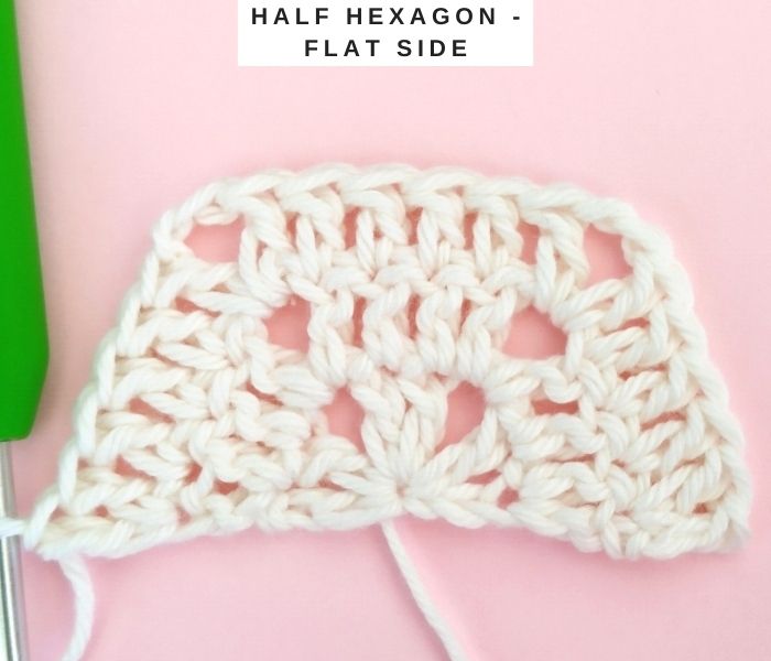 How to Crochet a Half Hexagon - Flat Side - Row 3 - Raffamusa Designs