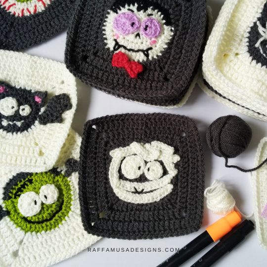Crochet Mummy Granny Square - Raffamusa Designs