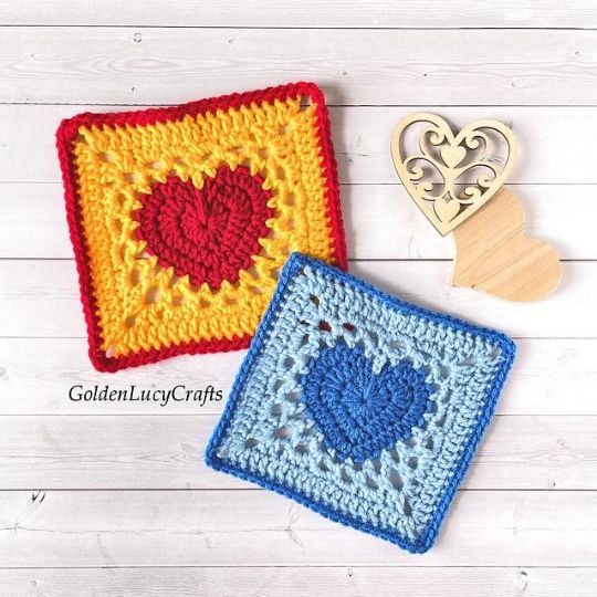 Heart Granny Square - Golden Lucy Crafts