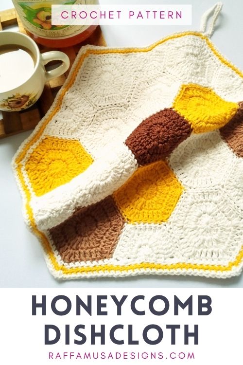 Crochet Hexagon Honeycomb Dishcloth - Free Pattern - Raffamusa Designs