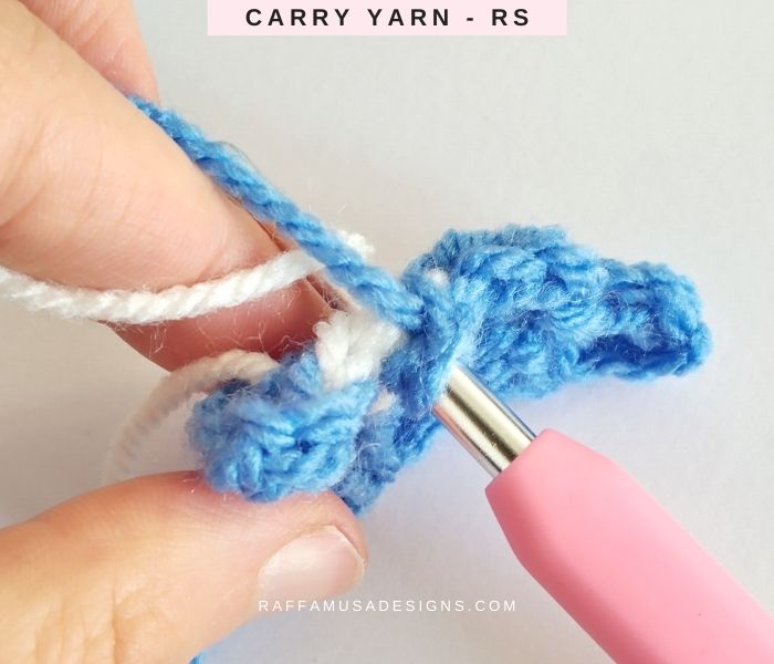 How to Carry Yarn on the Right Side of your Mini-C2C Project