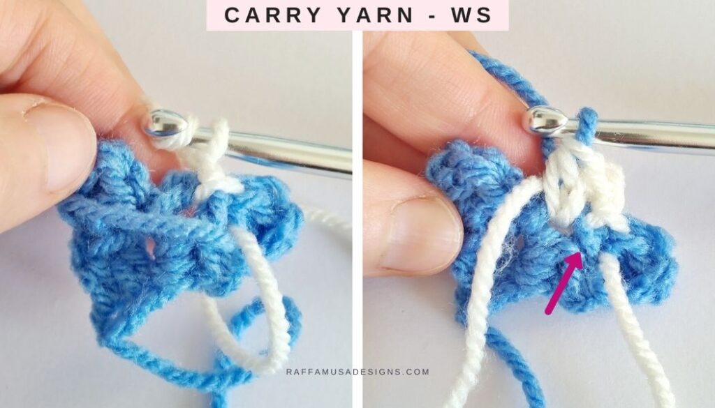 How to Carry Yarn on the Wrong Side of your Mini-C2C Project