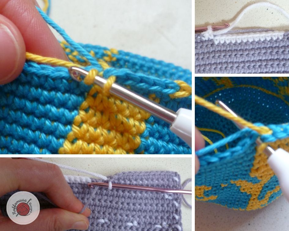 How to Color Change in Tapestry Crochet, Free Tutorial by RaffamusaDesigns