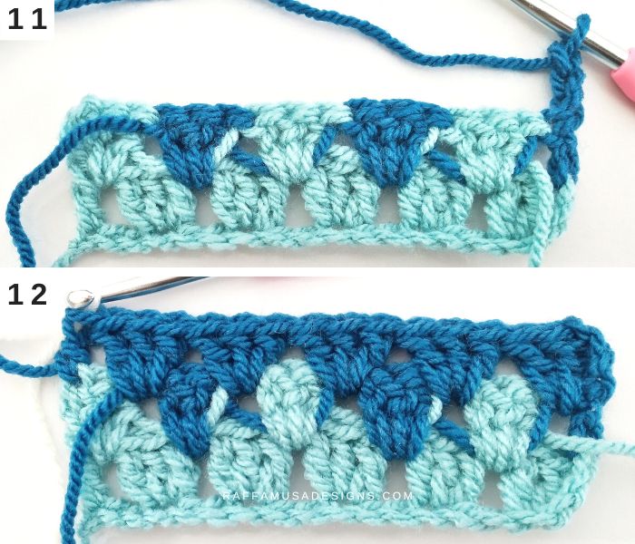 Crochet Granny Diamond Stitch Tutorial - 11-12 - Raffamusa Designs