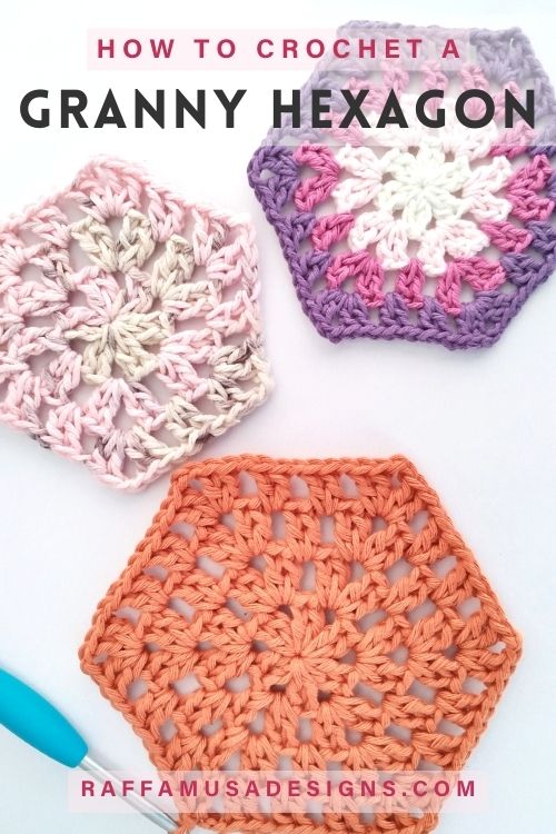 How to Crochet a Classic Granny Hexagon - Free Pattern Tutorial - Raffamusa Designs