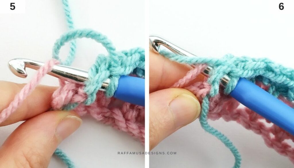 How to Crochet Change Color with the Moss Stitch - 5-6 - Raffamusa Designs