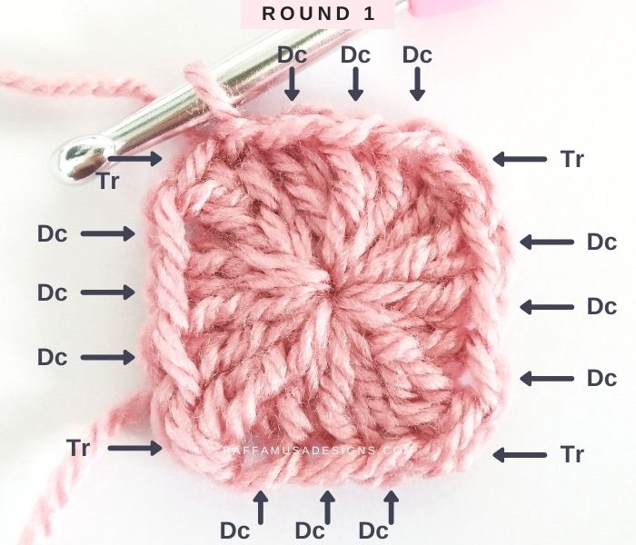 Crochet Solid Square - No Gaps - Round 1 - Raffamusa Designs