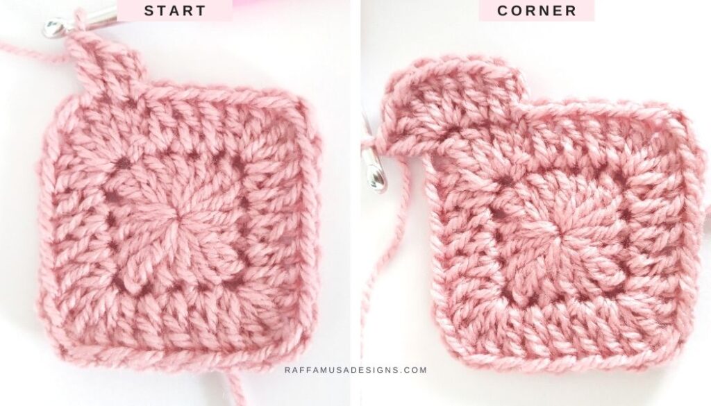 Crochet Solid Square - No Gaps - Steps Round 3 - Raffamusa Designs