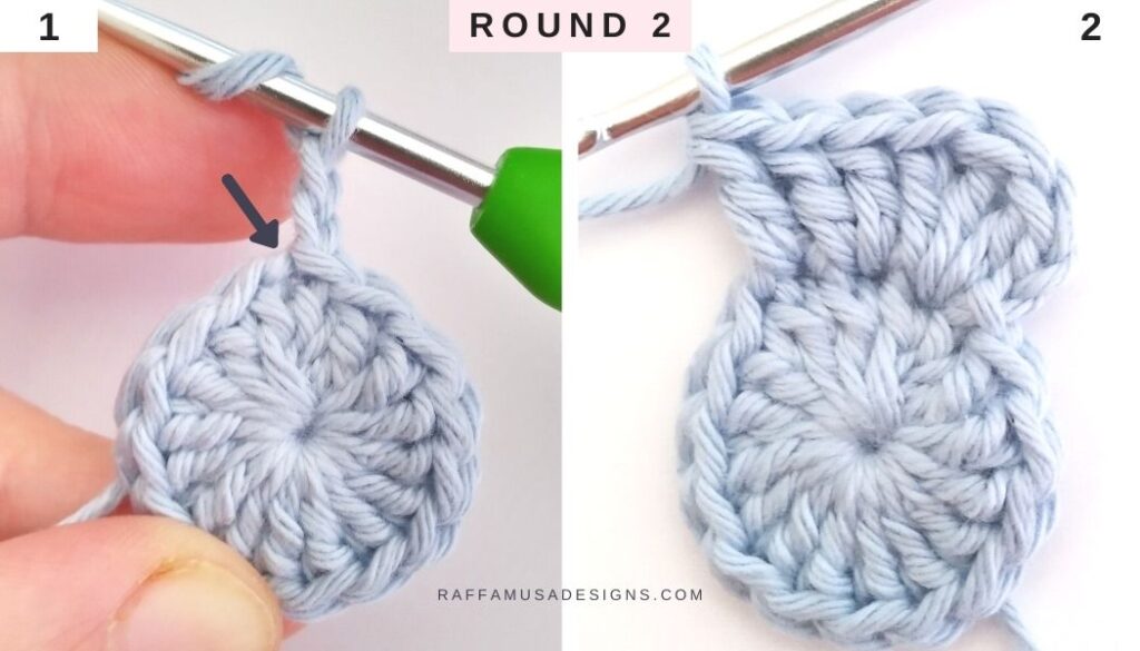 How to Crochet a Solid Pentagon - No Gaps! - Round 2 - Raffamusa Designs