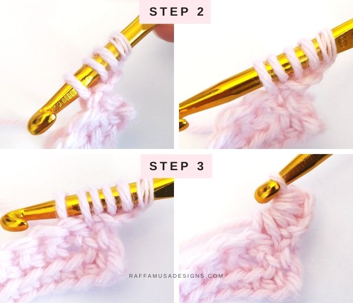 How to crochet the Star Stitch Scarf - Steps 2 and 3 - Raffamusa Designs
