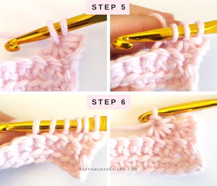 How to crochet the Star Stitch Scarf - Steps 5 and 6 - Raffamusa Designs