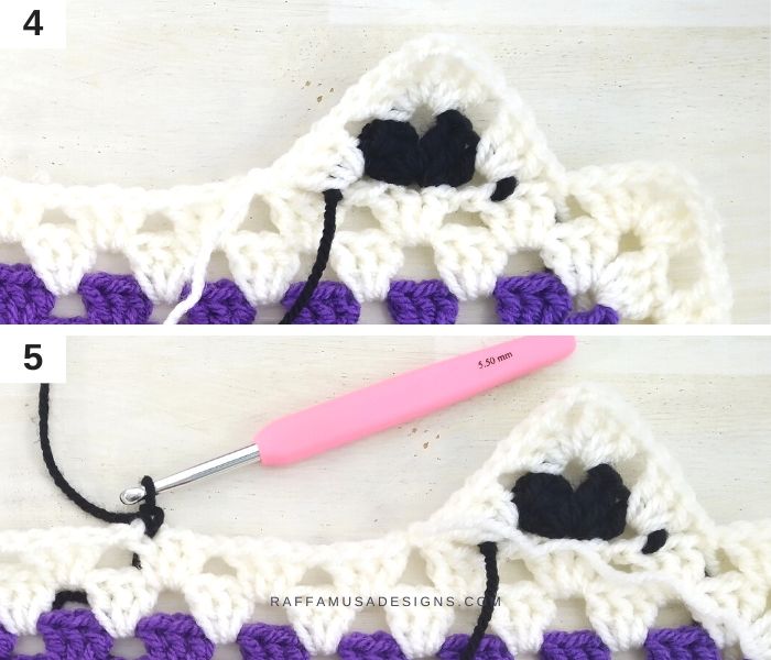 Crochet Zigzag Granny Border Tutorial - 4-5 - Raffamusa Designs