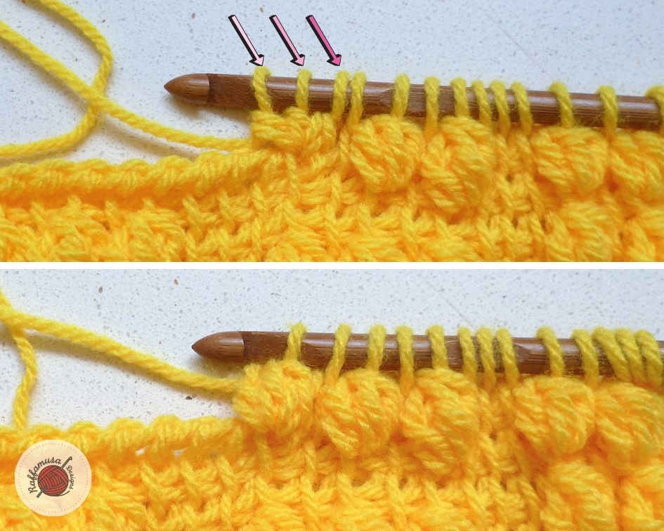 Step 4 of How to Crochet the Tunisian Bobble Stitch